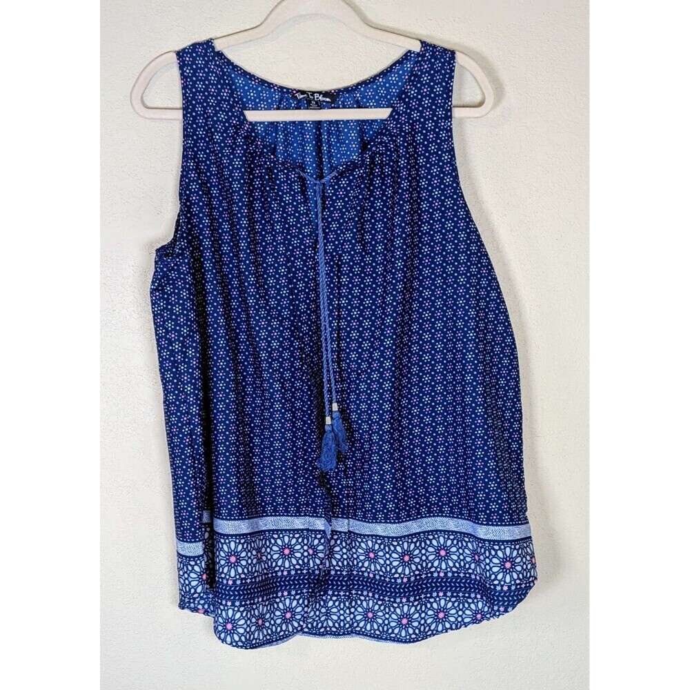 Time To Bloom Multicolor Floral Sleeveless Boho Blouse Plus 2X Tie Round Neck